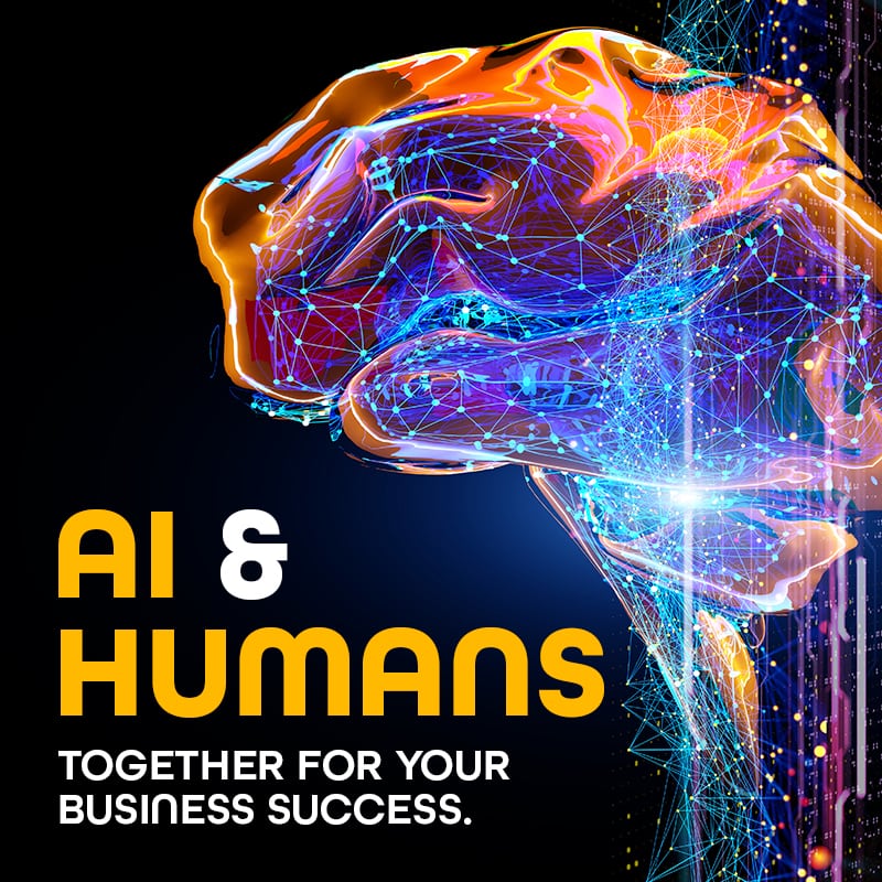 ai & humans together for business image of brain